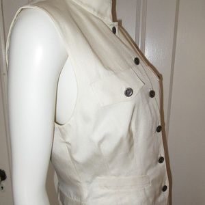 DKNY Cream Silk Cotton Blend Sleeveless Top 10